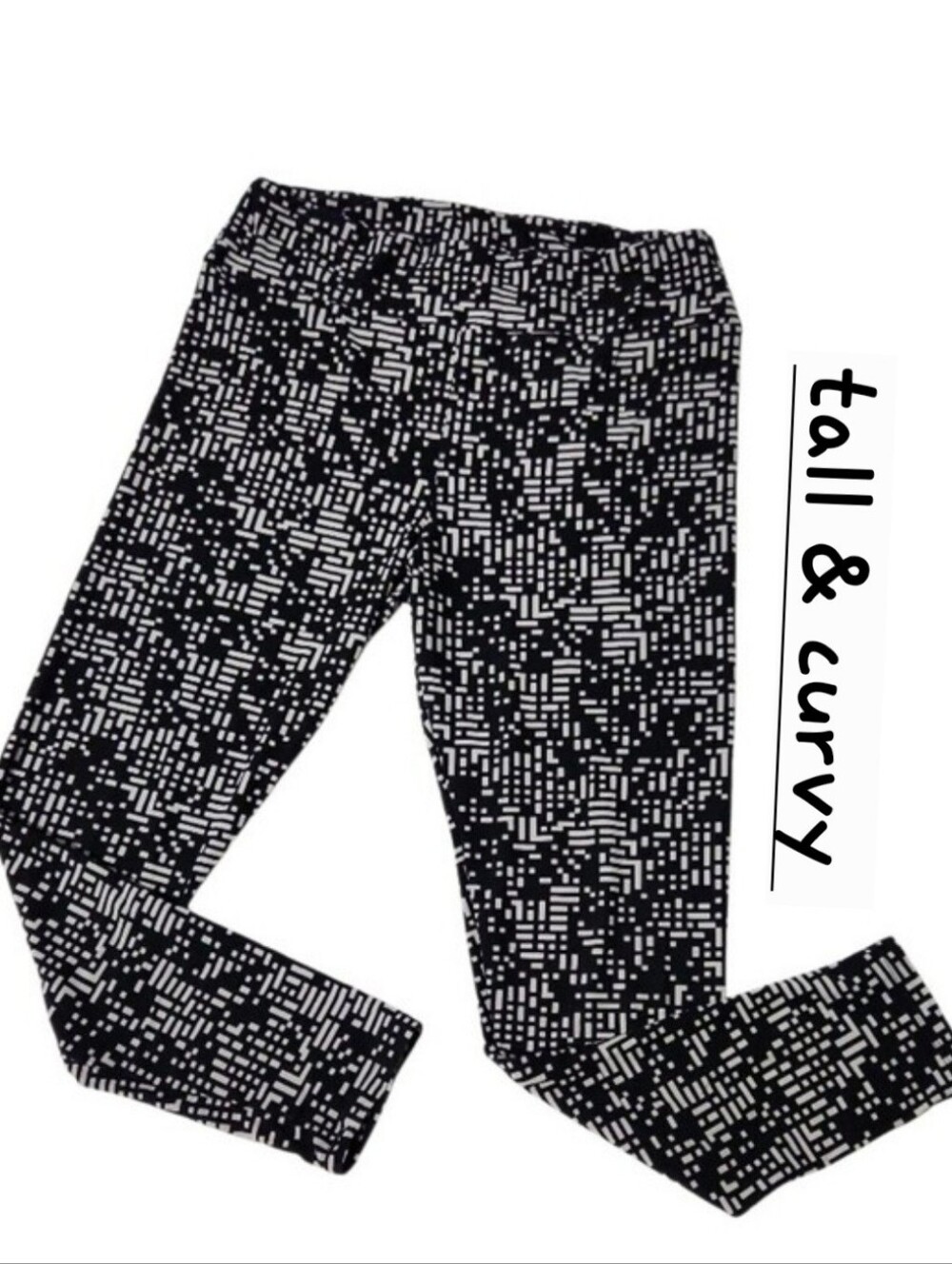 LuLaRoe Fall Black & White Digital Geometric Print Leggings (TC)